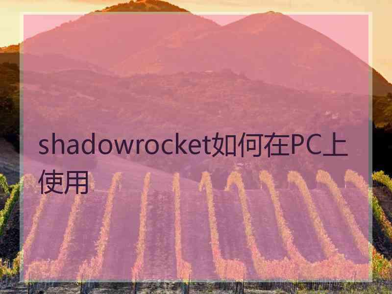 shadowrocket如何在PC上使用