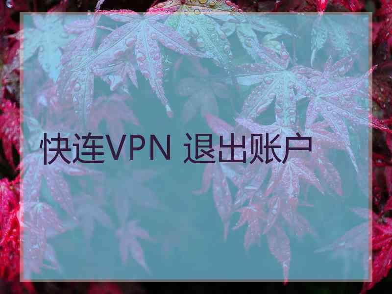 快连VPN 退出账户