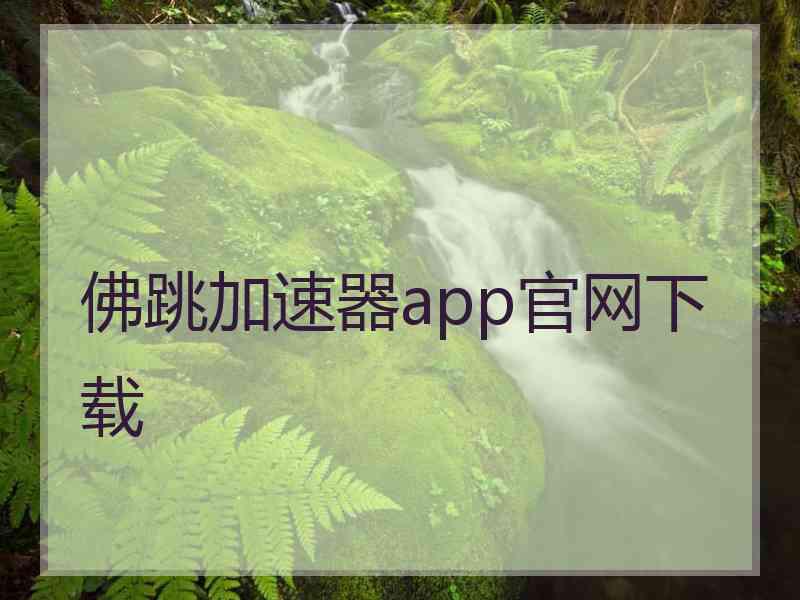 佛跳加速器app官网下载