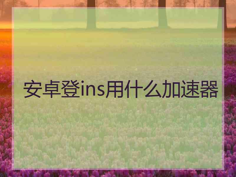 安卓登ins用什么加速器