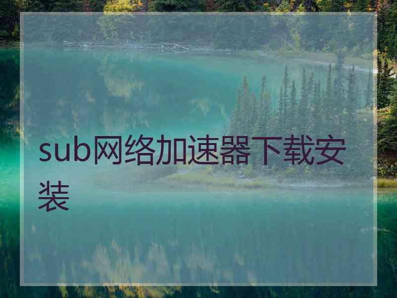 sub网络加速器下载安装