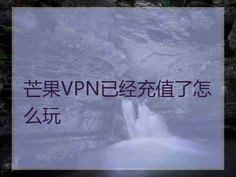 芒果VPN已经充值了怎么玩